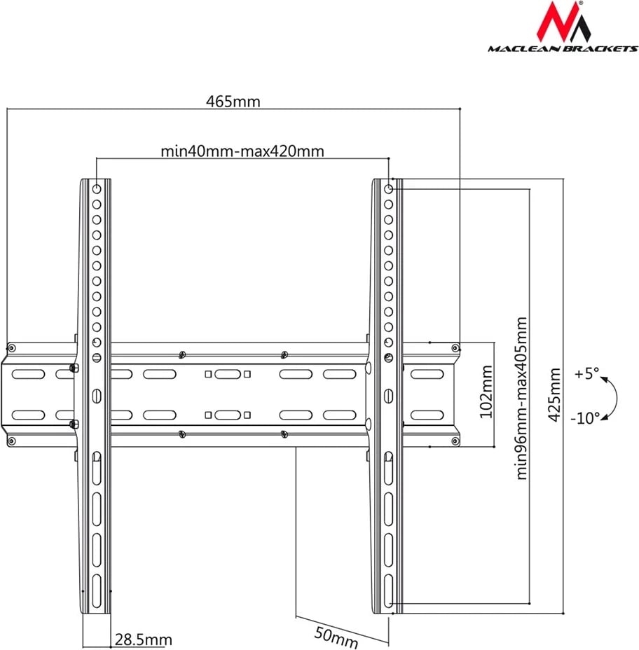 Mbajtëse për TV LCD LED Plasma, Maclean MC-748, deri në 55", ngjyrë e zezë