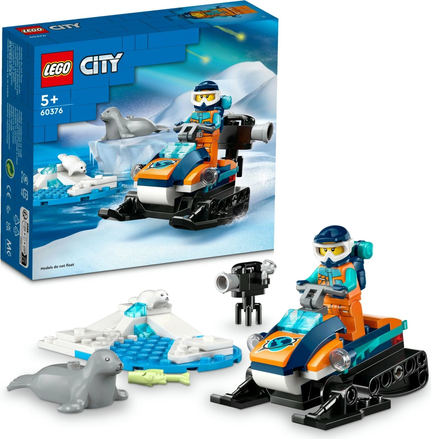 Lodra ndërtuese LEGO® City Polar Explorer Motorized Sled 60376 për djem