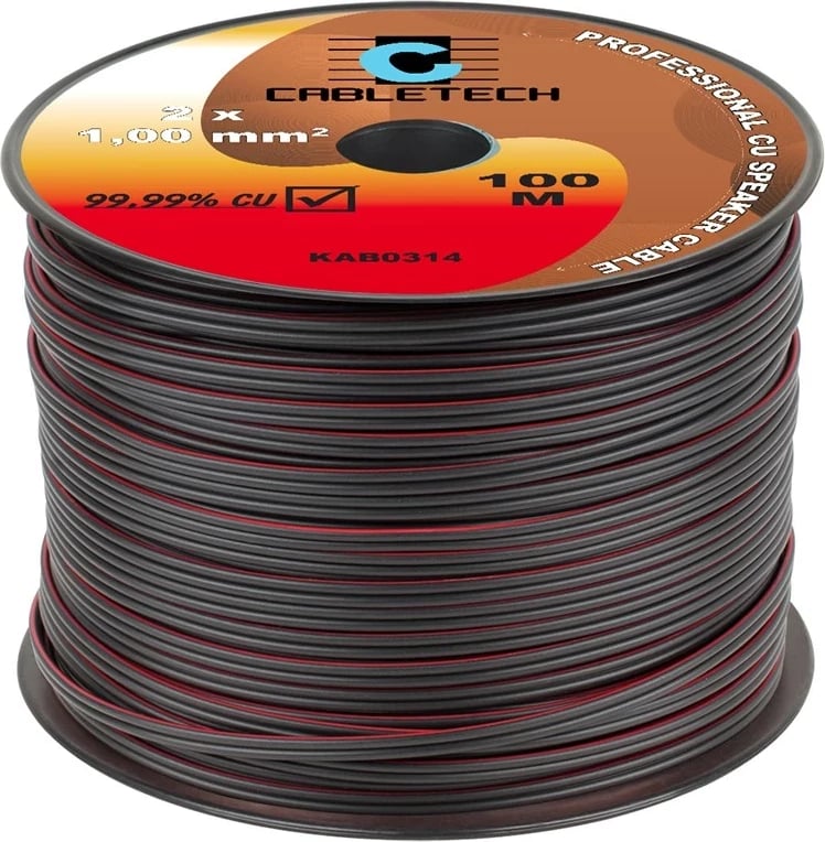 Kabëll për altoparlant CABLETECH, 1.0mm², 100m, i zi