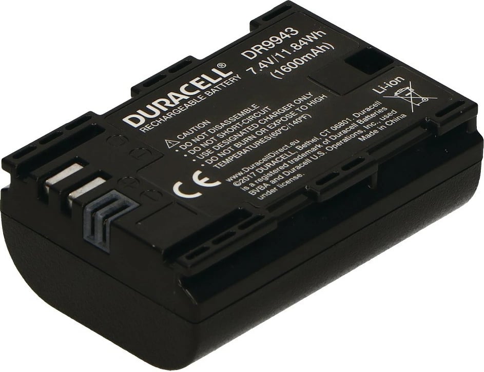 Bateri për kamera Duracell DR9943, zëvendëson Canon LP-E6, E zezë