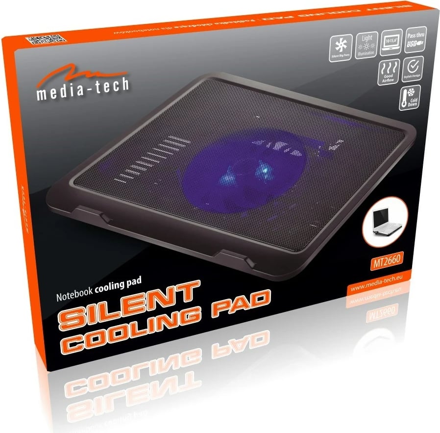 Pad ftohës laptopi Media-tech SILENT COOLING PAD MT2660, i zi