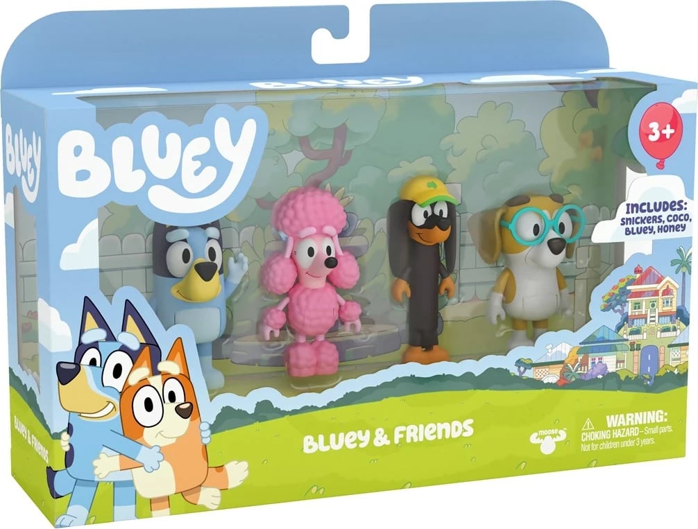 Set lodrash Moose Toys Bluey & Friends, 4 copë, Shumëngjyrësh