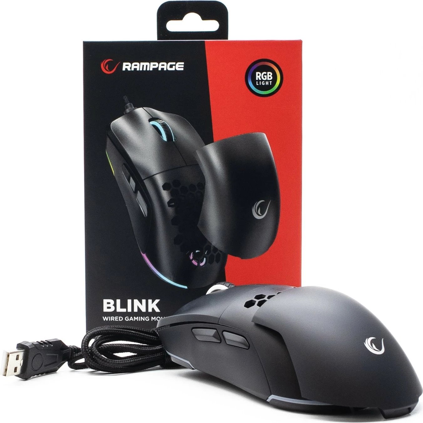 Maus Rampage BLINK, RGB, sensor optik, 12800 DPI, i zi