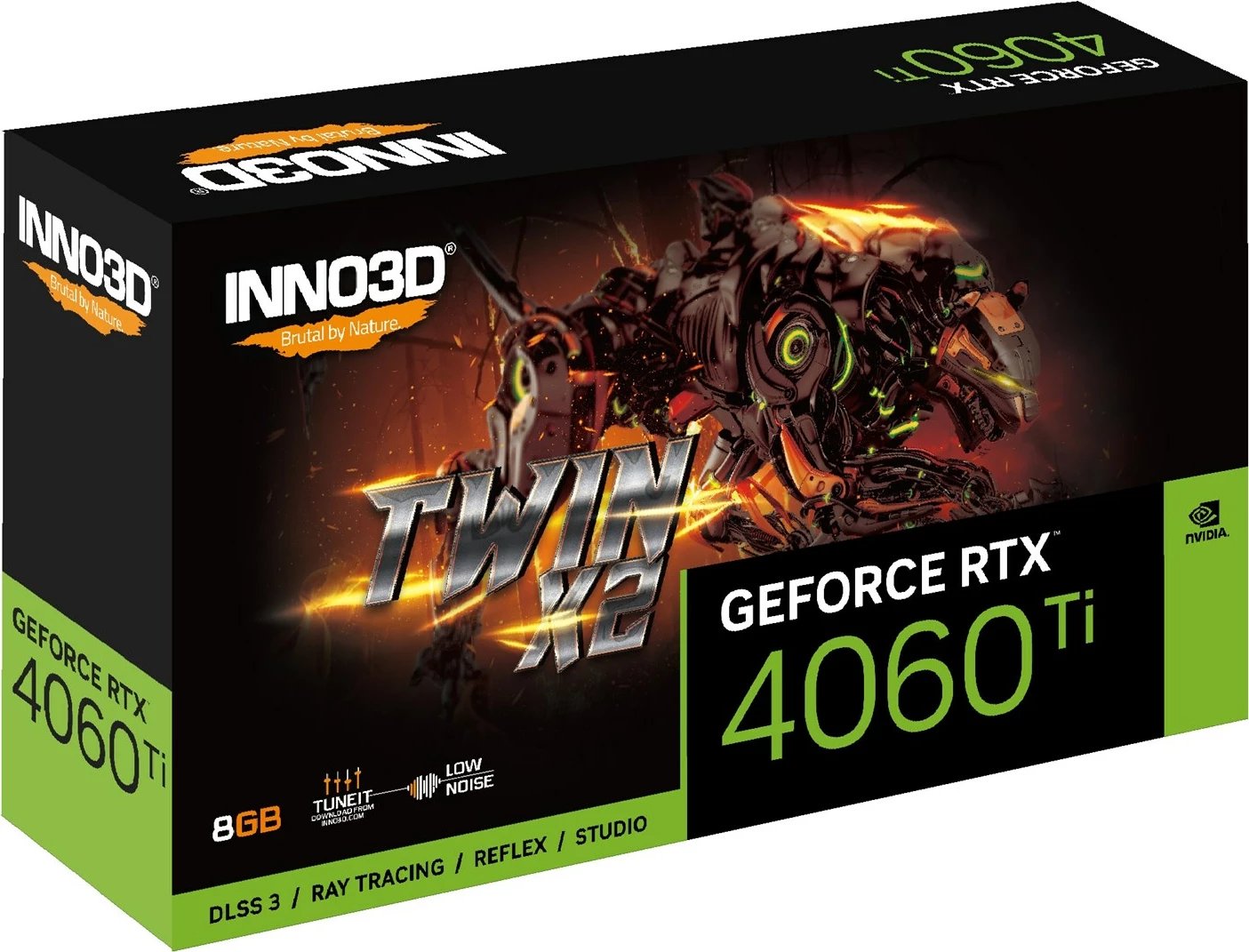 Kartë Grafike INNO3D Geforce RTX 4060 TI TWIN X2 NVIDIA 8 GB GDDR6 DLSS 3, e zezë