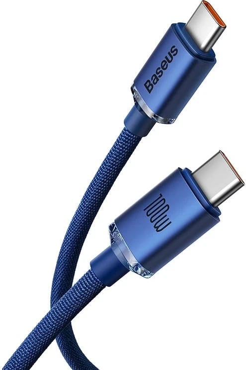 Kabllo Baseus Crystal Shine USB-C në USB-C, 100W, 2m, blu