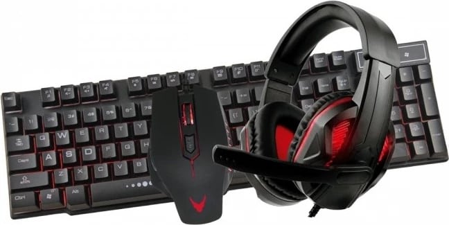 SET GAMING VARR CHERRY VG4IN1SET01 | KEYBOARD MOUSE MOUSEPAD HEADSET BLACK