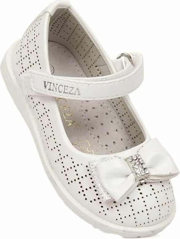 Këpucë për vajza Vinceza, me taka të bardha