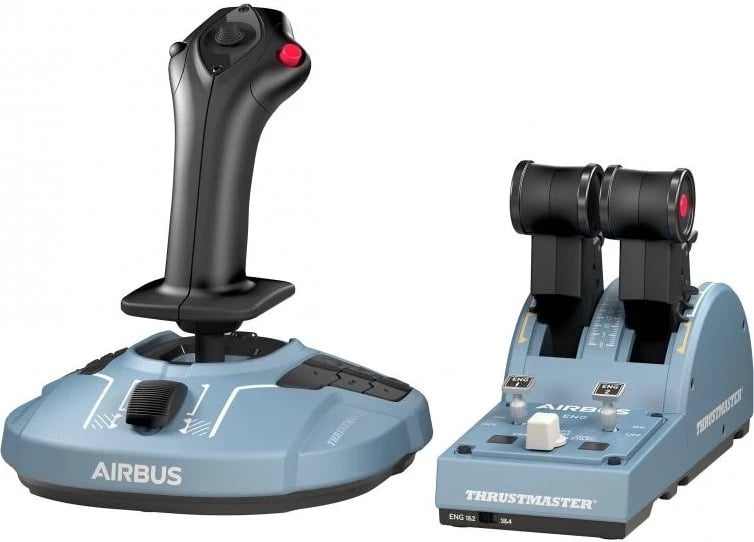 Set i kontrolluesve për simulim fluturimi Thrustmaster, Joystick + Przepustnica, ngjyrë zi-kaltër