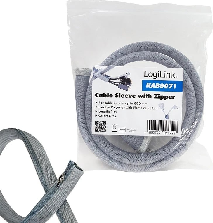 Veshje për kabllo LogiLink flexible, 1.0mx, 30mm, hiri