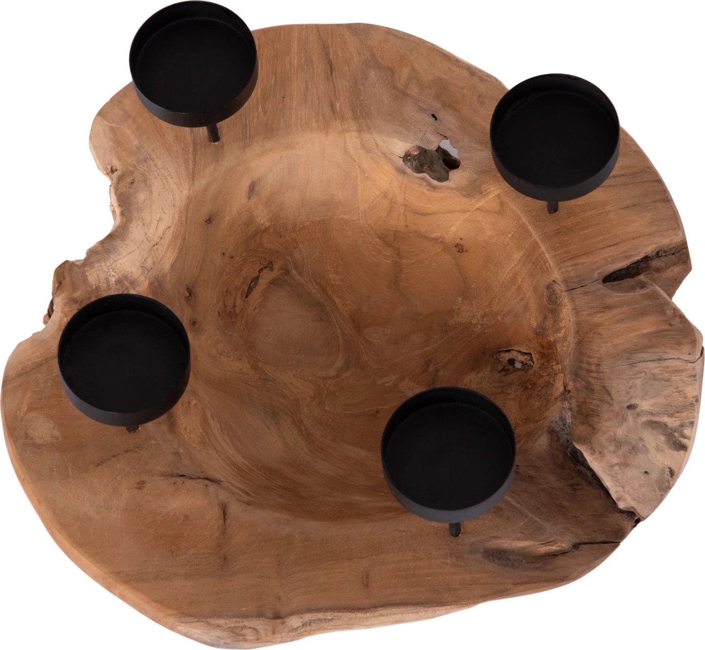 Mbajtës qirinjsh tavoline/bowl FRAN FH4390 dru TEAK-metal 30x30x7-15Hcm