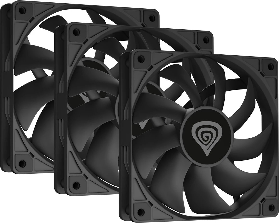 Ventilatorë për kasë GENESIS Oxal 120, 12 cm, 3 copë, Të zinj