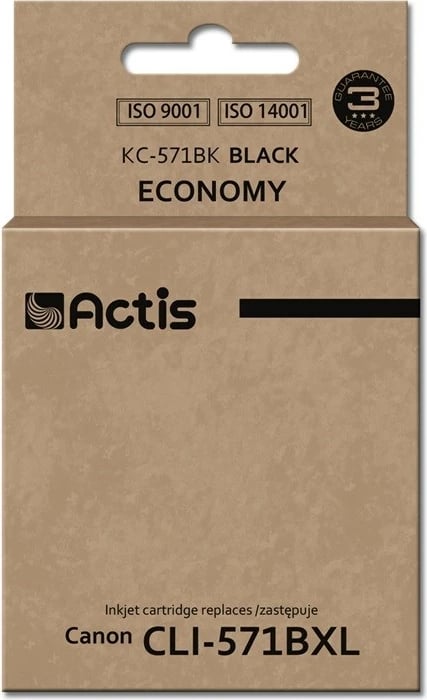 Ngjyrë zëvendësuese Actis KC-571Bk për printer Canon CLI-571Y, 12ml, e zezë