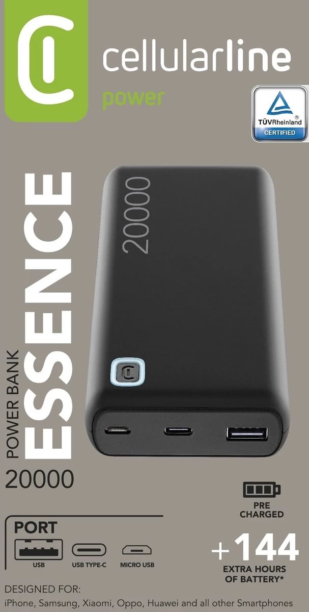 POWER BANK CELLULARLINE ESSENCE PBESSENCE20000K | 20000MAH 12W I ZI