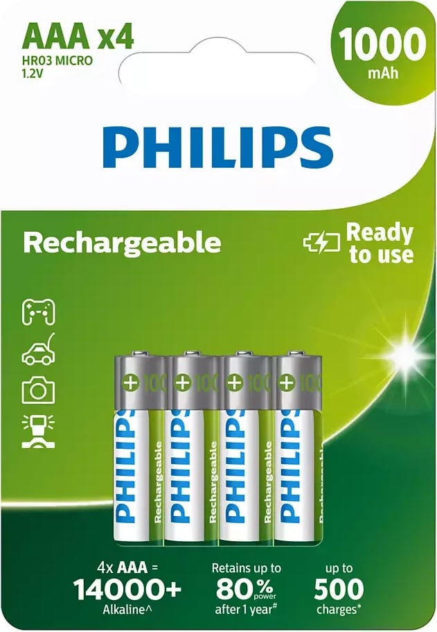 BATERI PHILIPS R03B4RTU10/10 | RIMBUSHESE 1000MAH AAA / 4