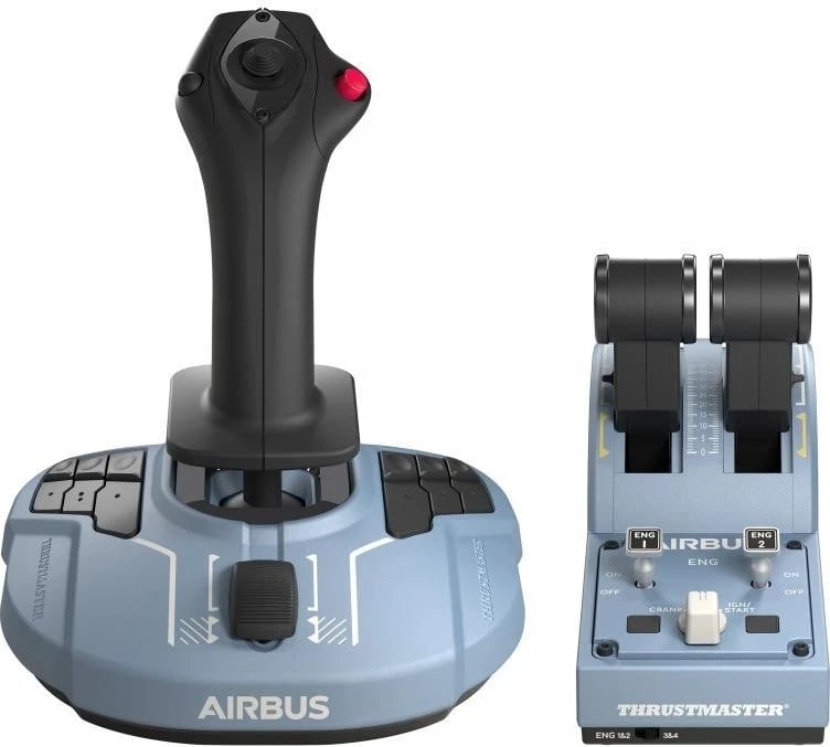 Set i kontrolluesve për simulim fluturimi Thrustmaster, Joystick + Przepustnica, ngjyrë zi-kaltër