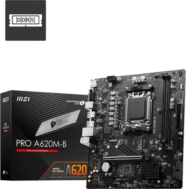 Pllakë amë MSI PRO A620M-B, Socket AM5, micro ATX, e zezë