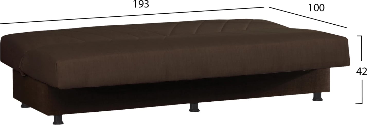 Sofa shtrat treshe, ANDRE FH3271.02, ngjyrë kafe, 193x82x81H cm.