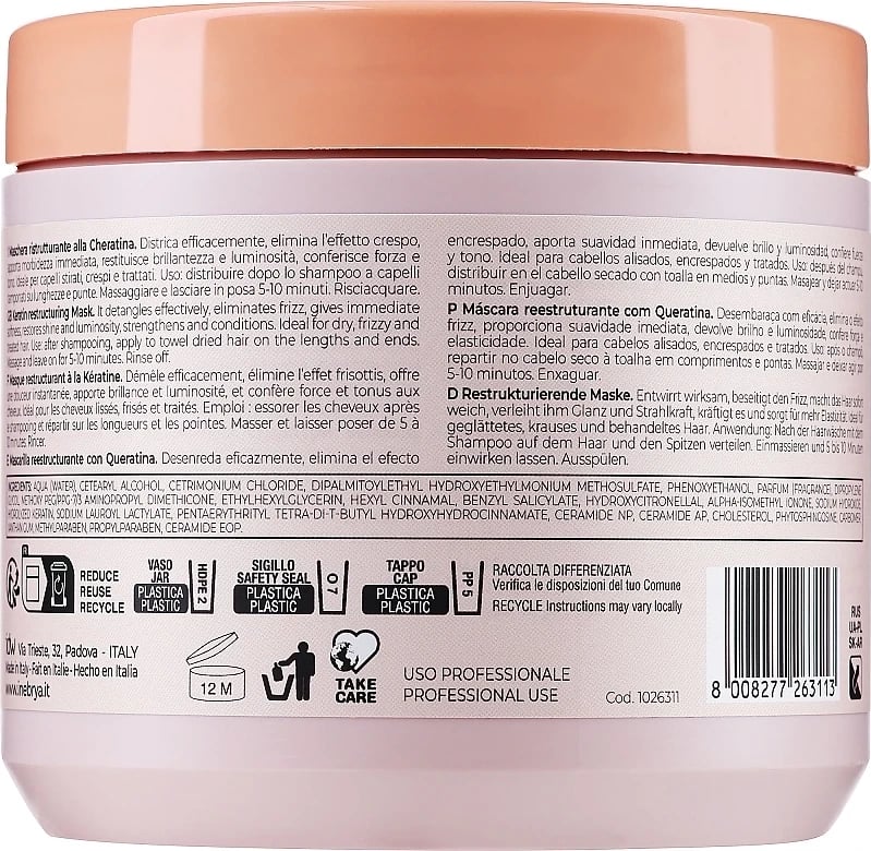 Maskë Inebrya Ice Cream Keratin Restructuring, 1000ml