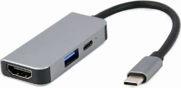 Përshtatës Gembird A-CM-COMBO3-02, USB/HDMI/PD, argjend