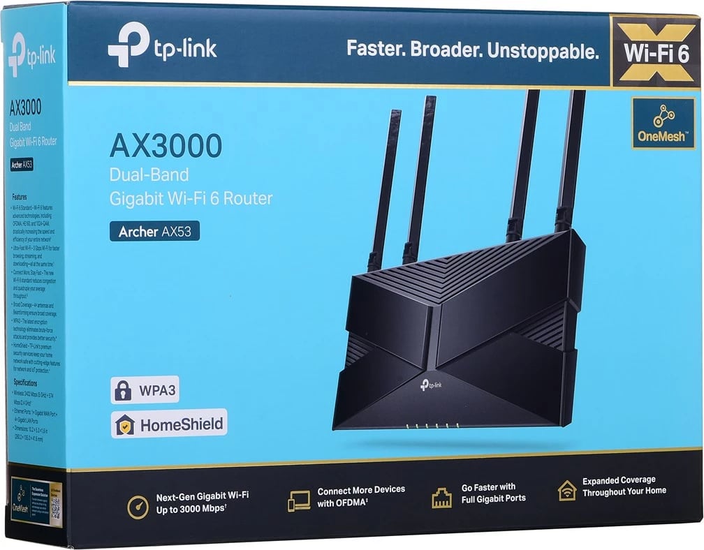 Ruter Wireless TP-Link Archer AX53, GE Dual-band, 2.4GHz / 5GHz, 4G, i zi