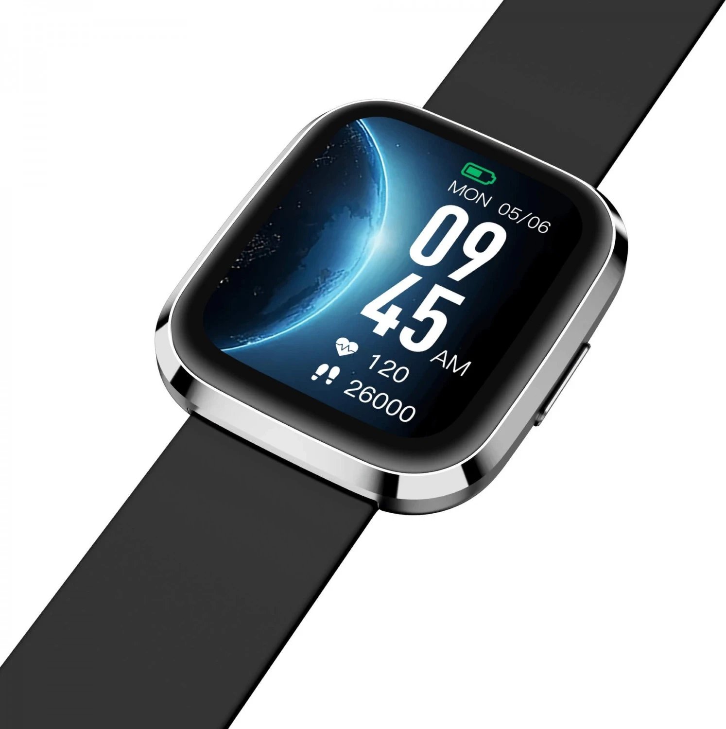 Smartwatch Garett GRC Style, 128 MB, 1.7 inch, i zi dhe argjendtë