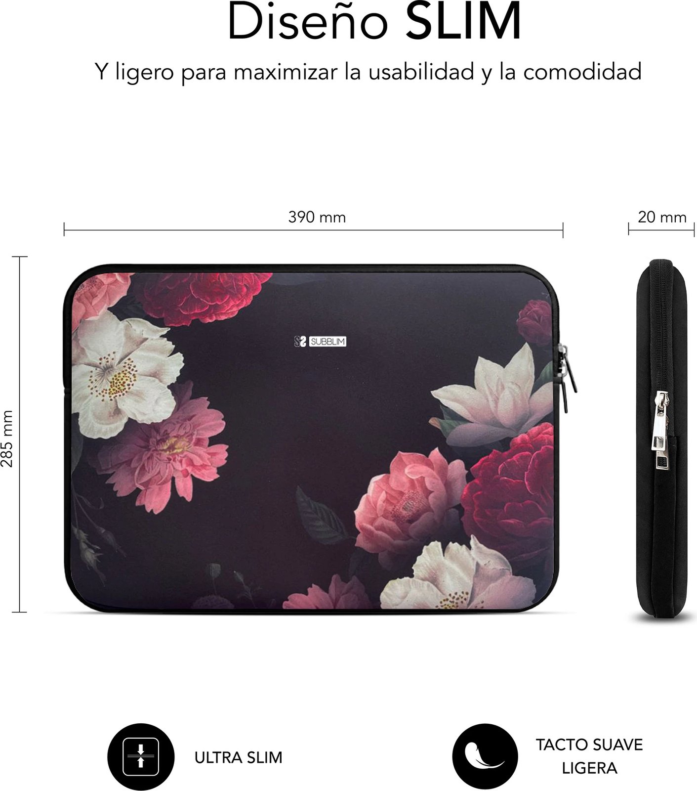 Mbështjellës SUBBLIM NEOPRENE TRENDY SLEEVE 15,6" FLOWERS SUBLS-SKIN151