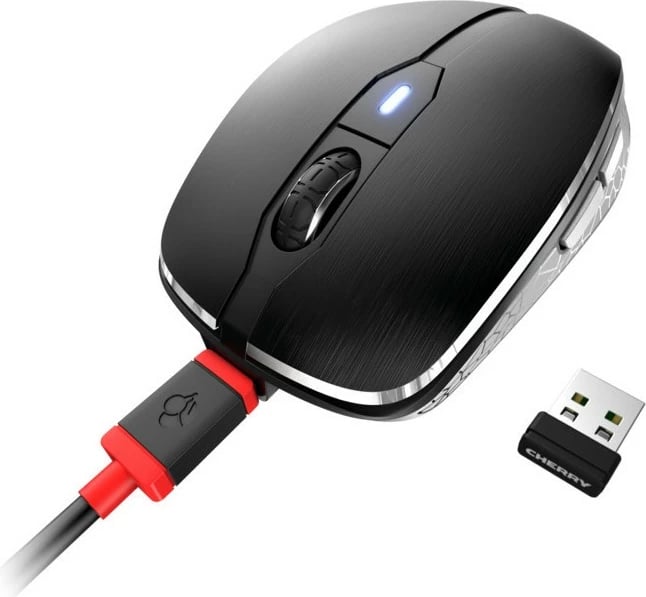 Maus Cherry MW 8C ADVANCED, Ambidextrous, Optical, RF Wireless + Bluetooth, 3000 DPI, Black, Grey