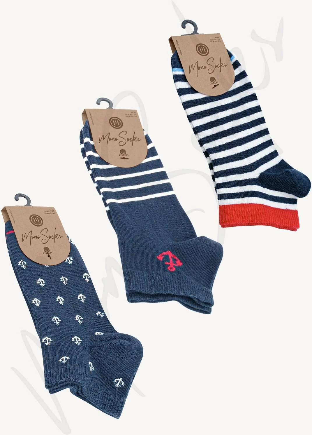 Çorape Mono Socks për femra, të kaltra, set 3 copë