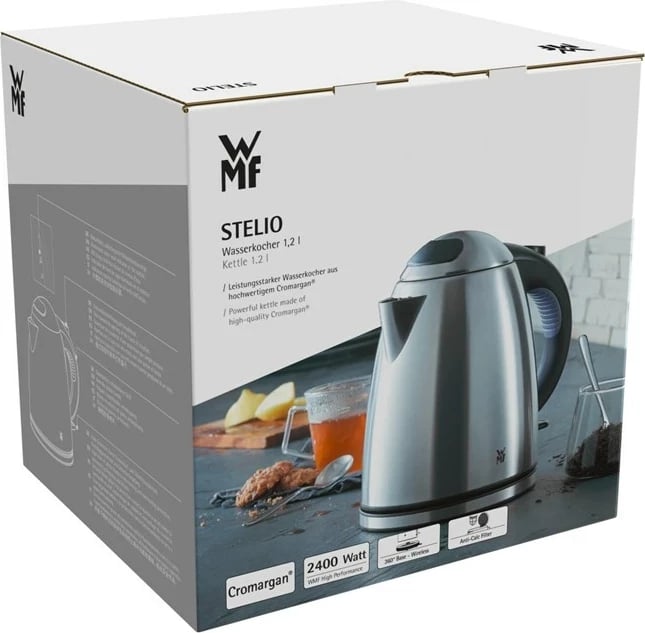 Çajnik elektrik WMF Stelio 72110007, 1.2 L, 2400 W, Ngjyrë e zezë, Inoks