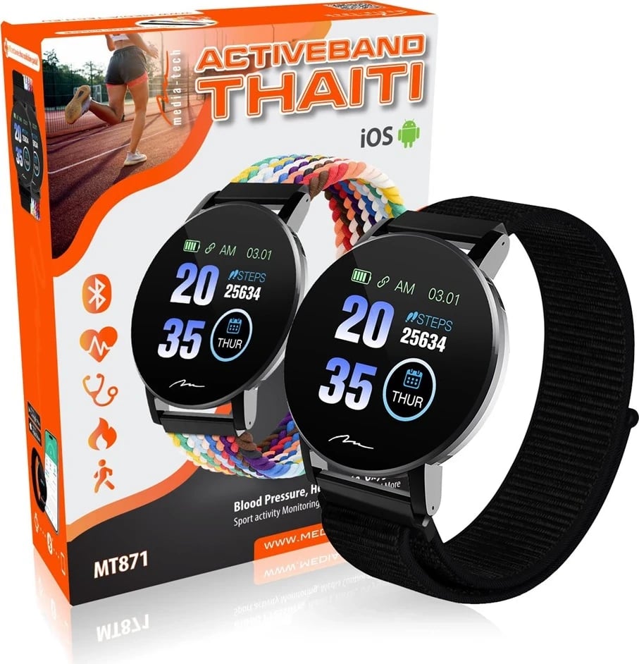 Smartwatch Media-Tech Smartband ACTIVEBAND, 1.3",  e zezë