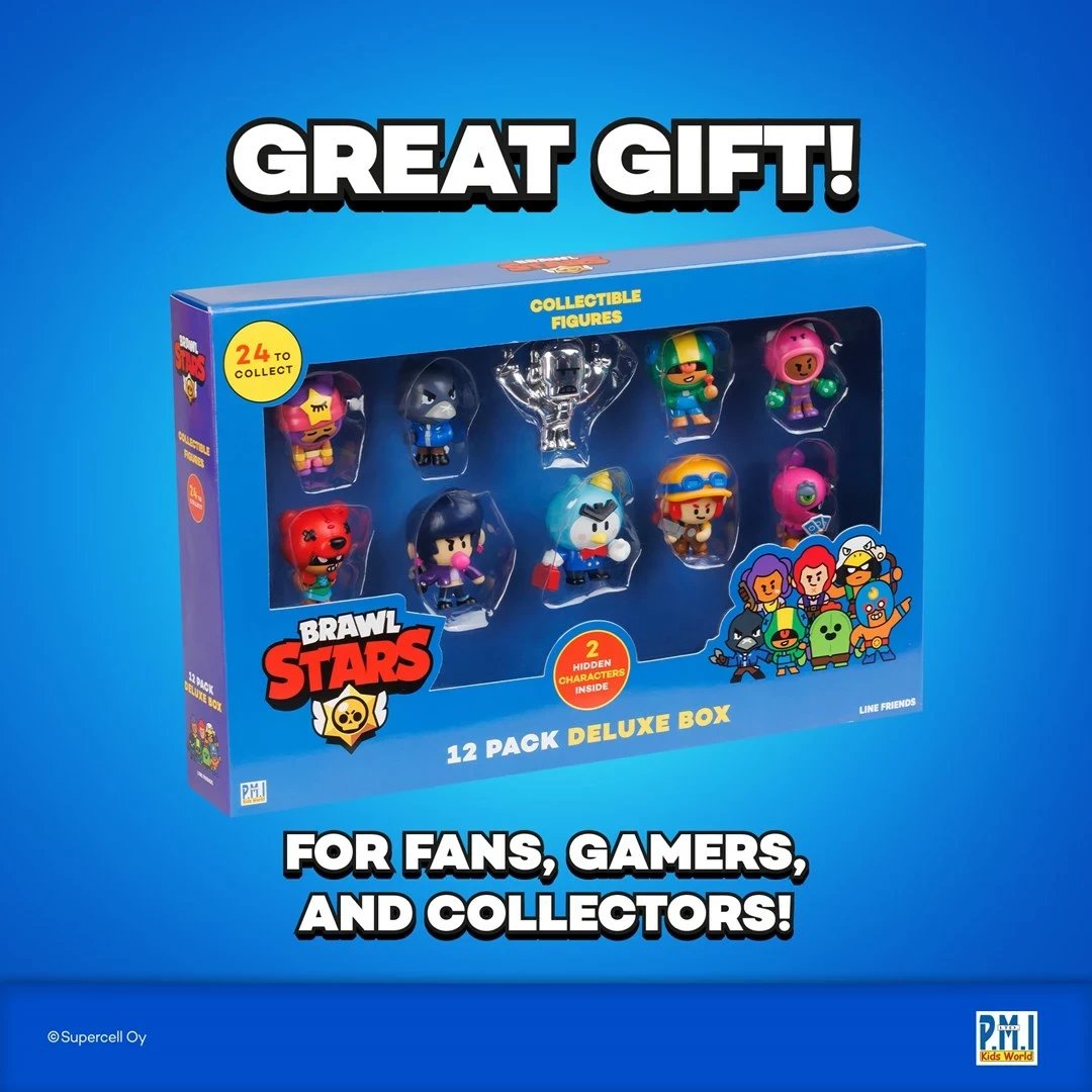 Figura Brawl Stars S1, P.M.I. Kids World, 12 Pack Deluxe Box