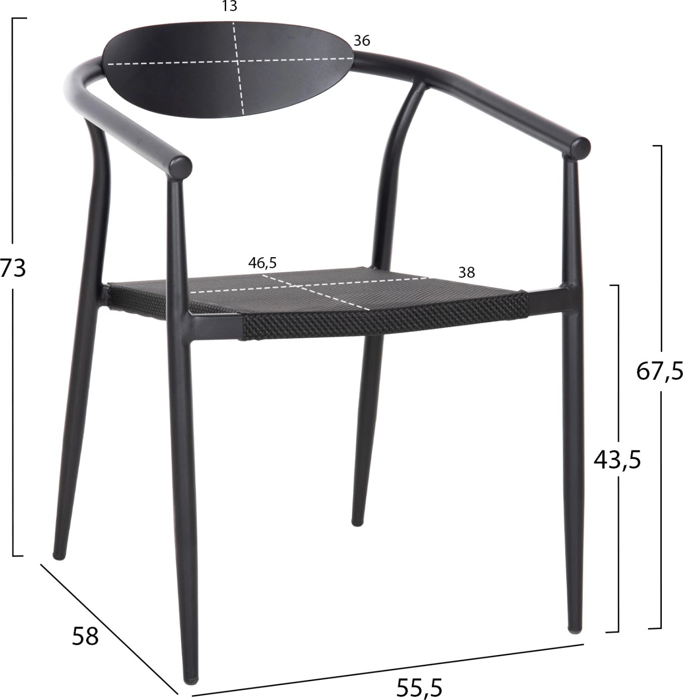 Karrige Serly FH6052.02 alumini e zezë-textilene e zezë 56x61x74,5Hcm