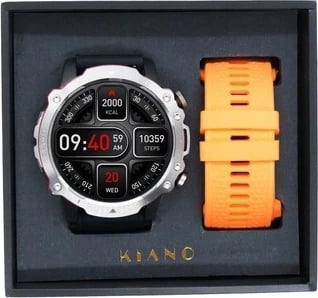 Smartwatch Kiano Watch Sport, e zezë dhe argjendtë