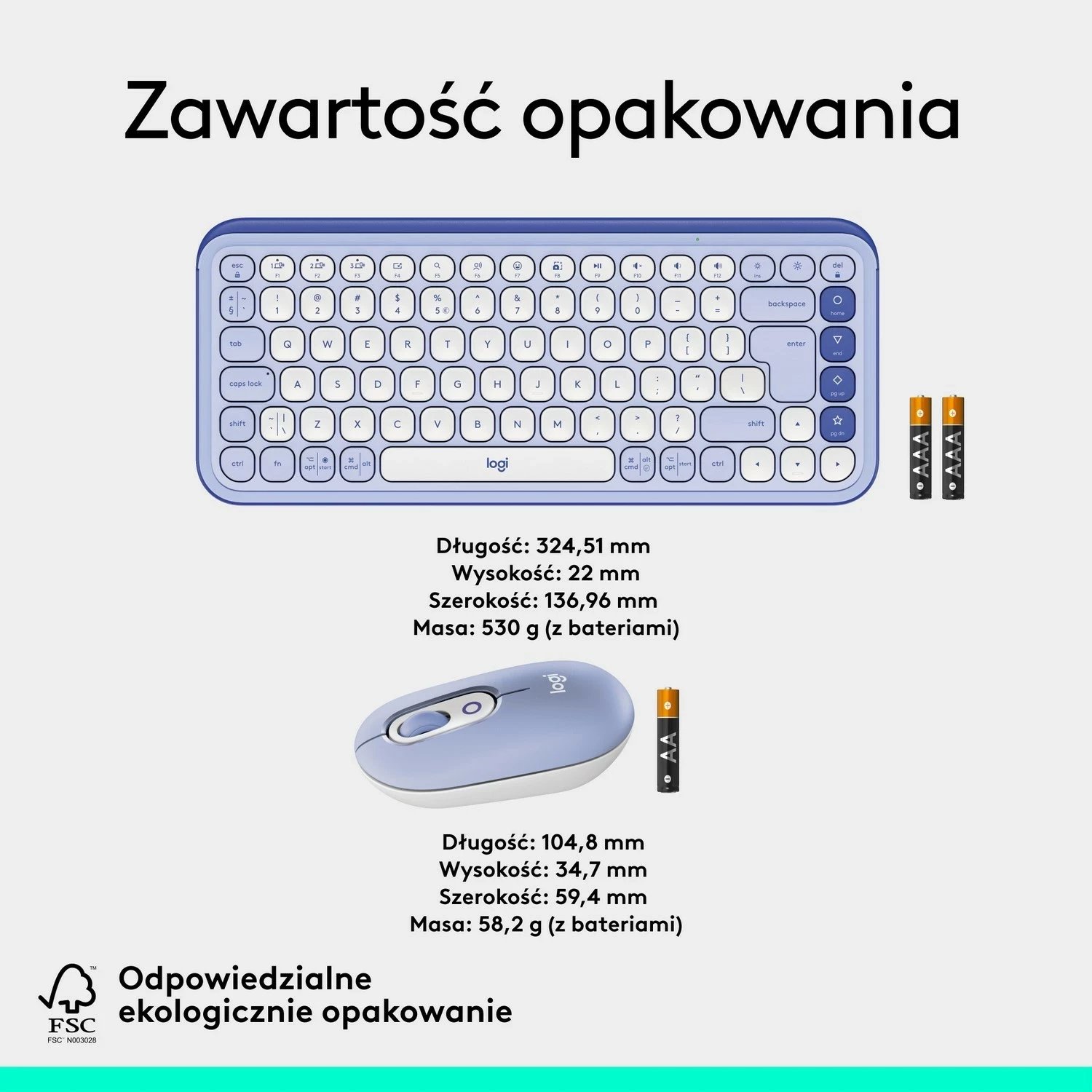 Tastierë me maus Logitech POP ICON Combo, Fioletowy