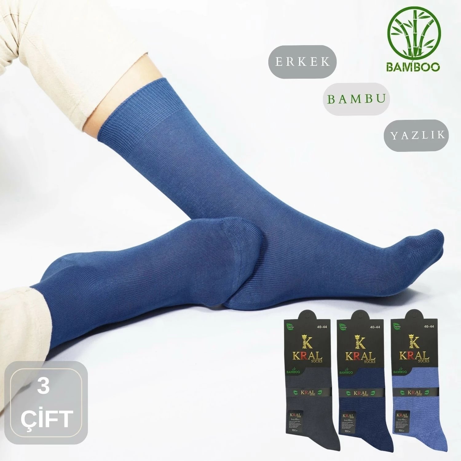 Çorape për meshkuj Kral Socks, set 3 copë, të ngjyrosura