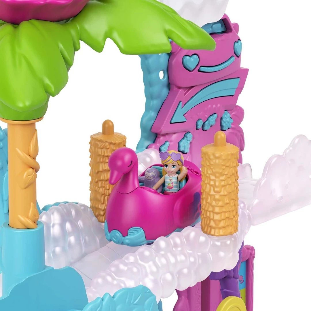 Set lodrash Polly Pocket Pollyville Flamingo Fun Car Wash, Mattel