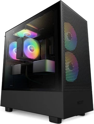 Kasë NZXT H5 Flow RGB, Midi Tower, pa furnizim, 1 x USB 3.1, 1 x USB-C 3.1, audio, e zezë