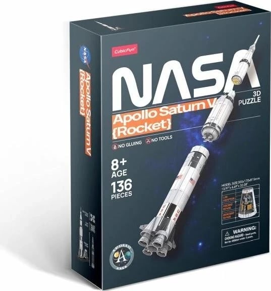 Puzzle 3D Cubic Fun Apollo Saturn V Rocket DS1059H, 136 copë