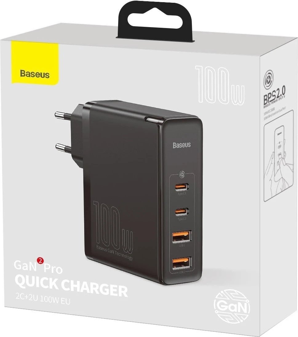 Karikues Baseus GaN2 Pro, 2x USB + 2x USB-C, 100W, EU, i zi