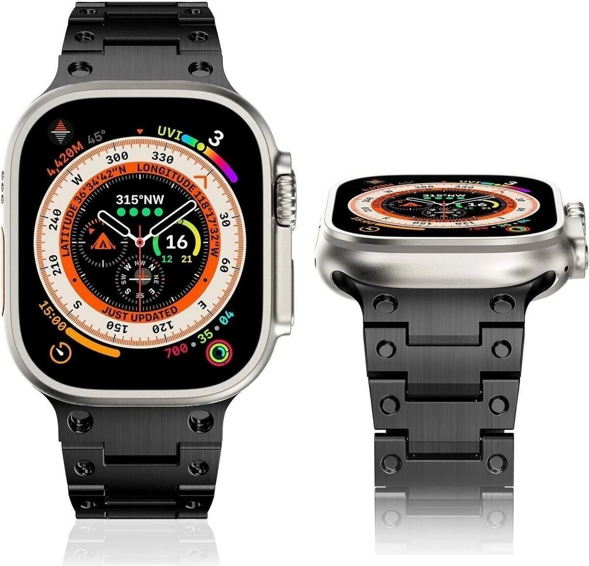 Rrip çeliku për Apple Watch Mimtec, 42-49mm,  i zi