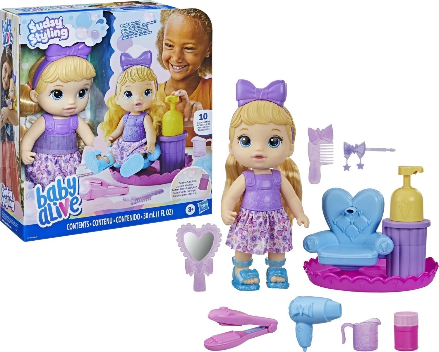 Lojëra flokësh për vajza Baby Alive, me ngjyra