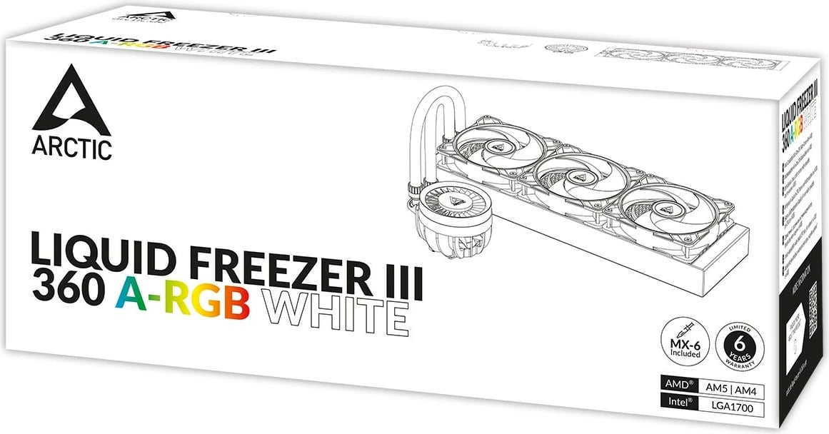 Ftohës uji për CPU ARCTIC Liquid Freezer III 360 A-RGB, 12 cm, i bardhë