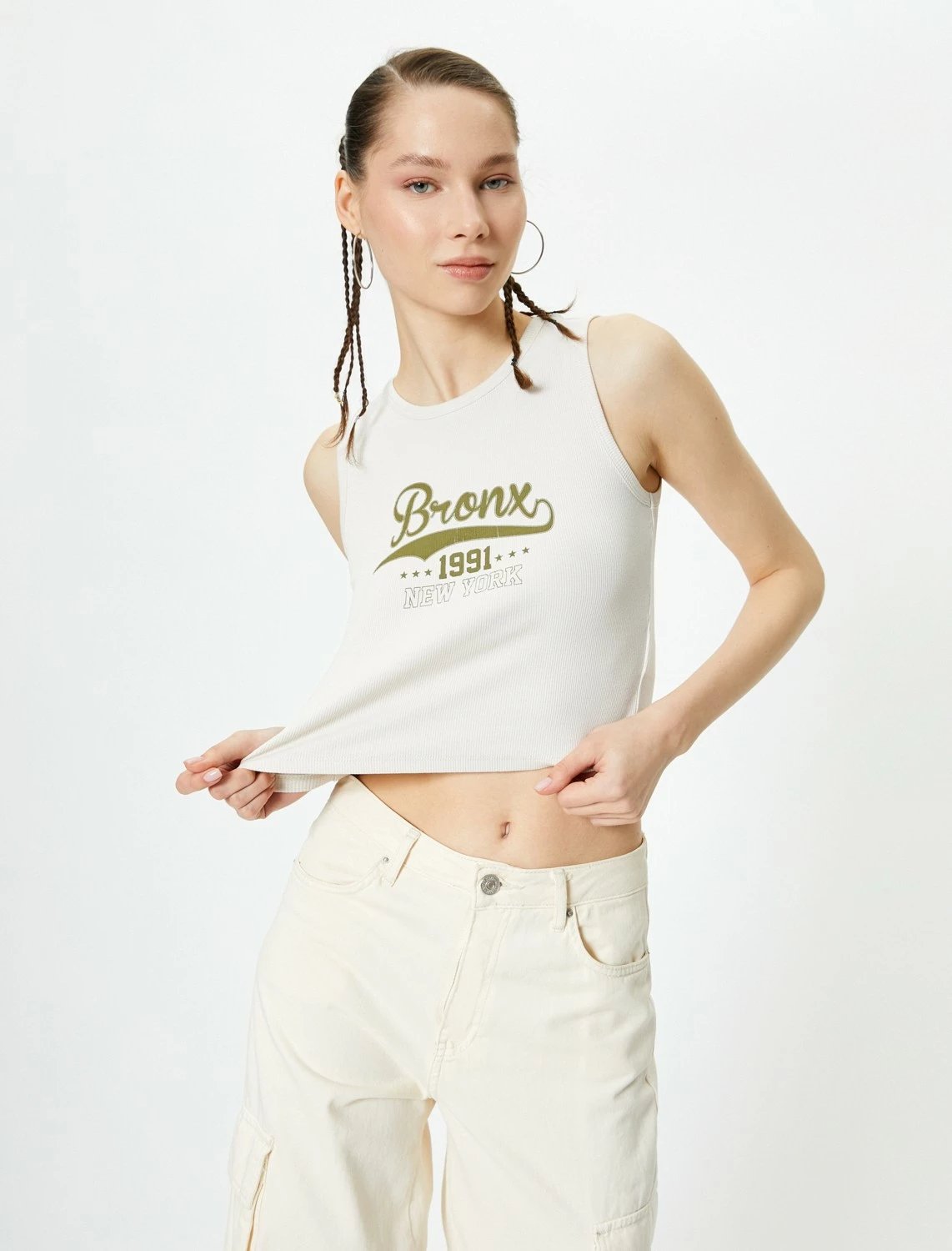 Crop top Koton femra, ecru