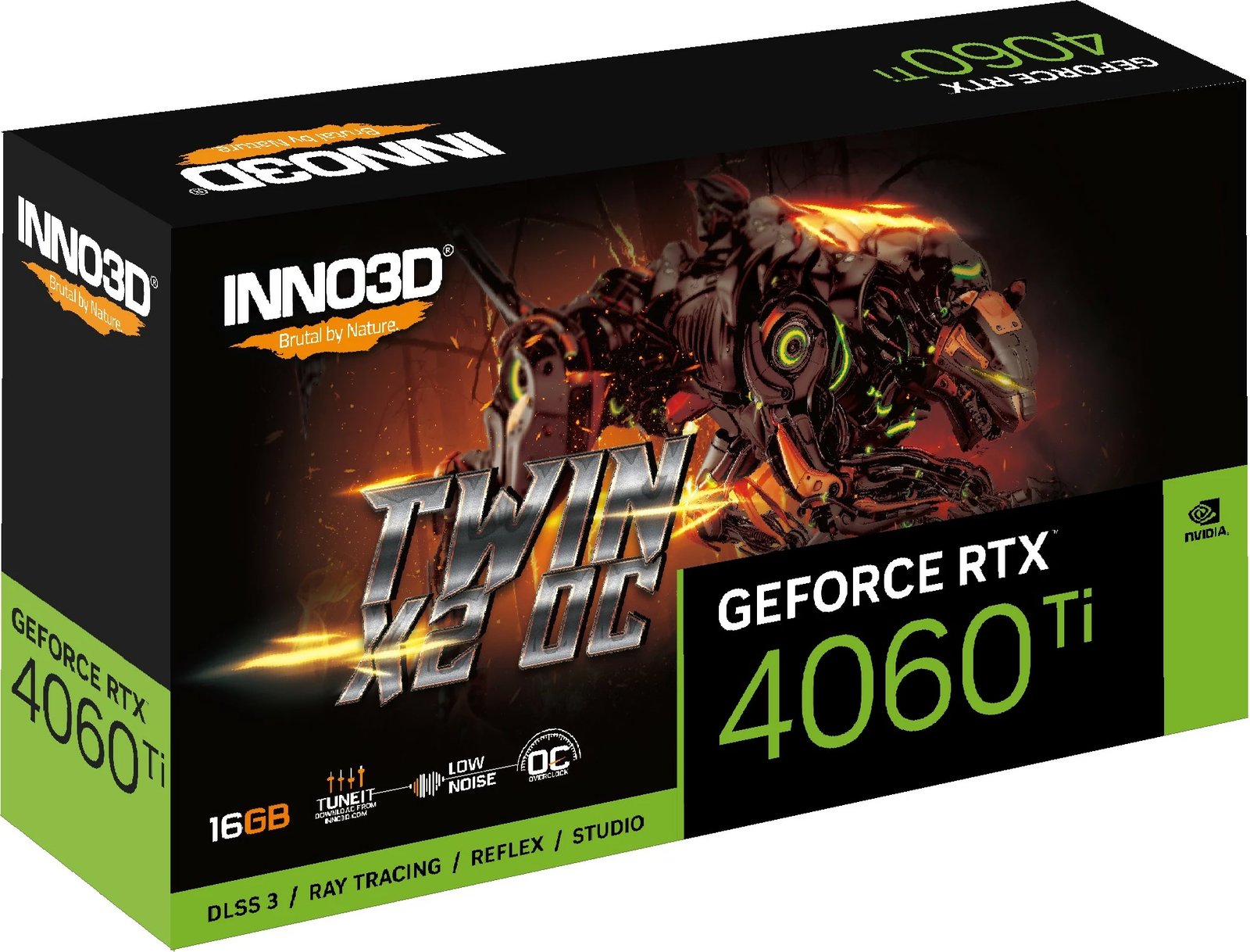 Kartelë grafike Inno3D GeForce RTX 4060 Ti, 16 GB, GDDR6, PCI Express x8 4.0, ngjyrë e zezë dhe gri