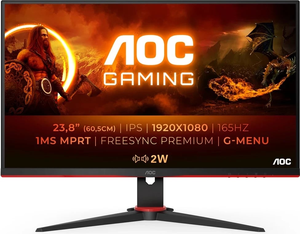 Monitor AOC G2 24G2SPAE, 23.8'', Full HD, 165Hz, i kuq/ zi