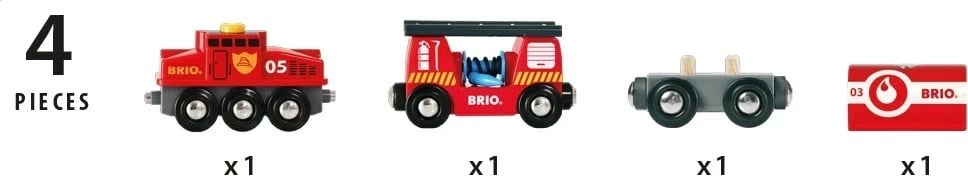 Tren lodër BRIO Rescue Firefighting, Ravensburger, i kuq