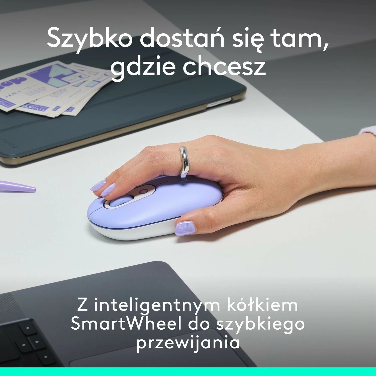 Tastierë me maus Logitech POP ICON Combo, Fioletowy