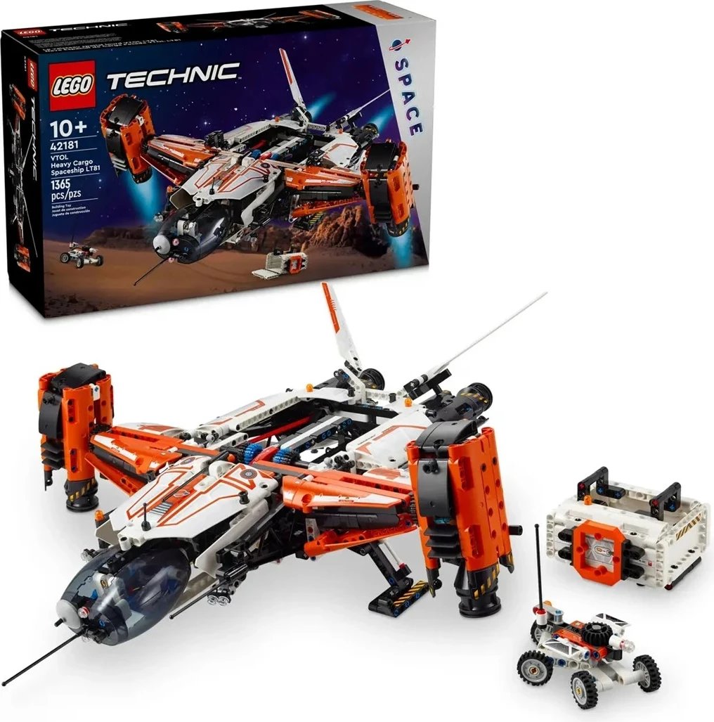 Set LEGO Technic 42181 VTOL Heavy Cargo Spaceship, për fëmijë 10+ vjeç, Bardhë dhe Portokalli