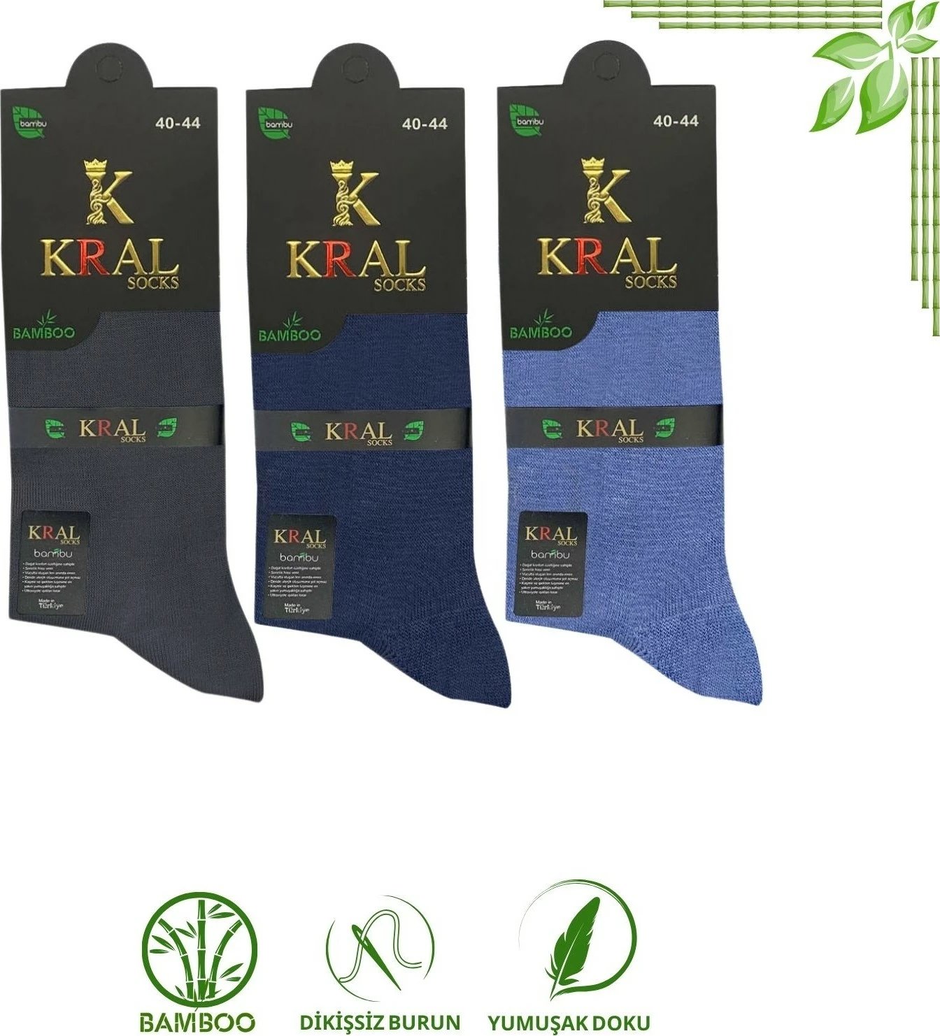 Çorape për meshkuj Kral Socks, set 3 copë, të ngjyrosura