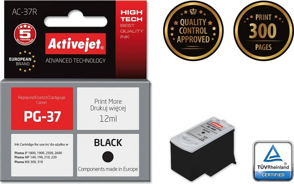 Toner zëvendësues Activejet AC-37R për printer Canon, 12ml, i zi